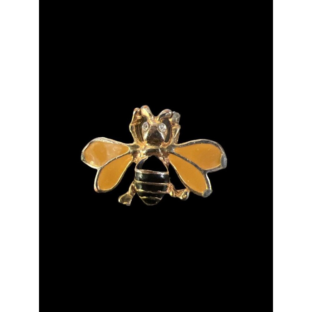 Very Small Gold & Black Bumble Bee Brooch Pin